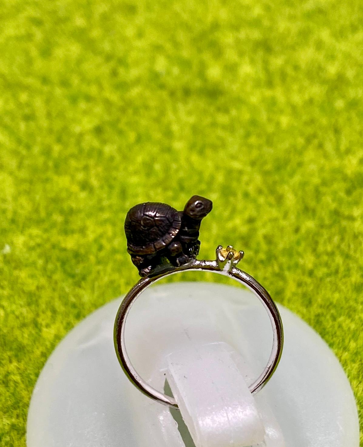 ゾウガメとイエローサファイアのリング　＃７.５